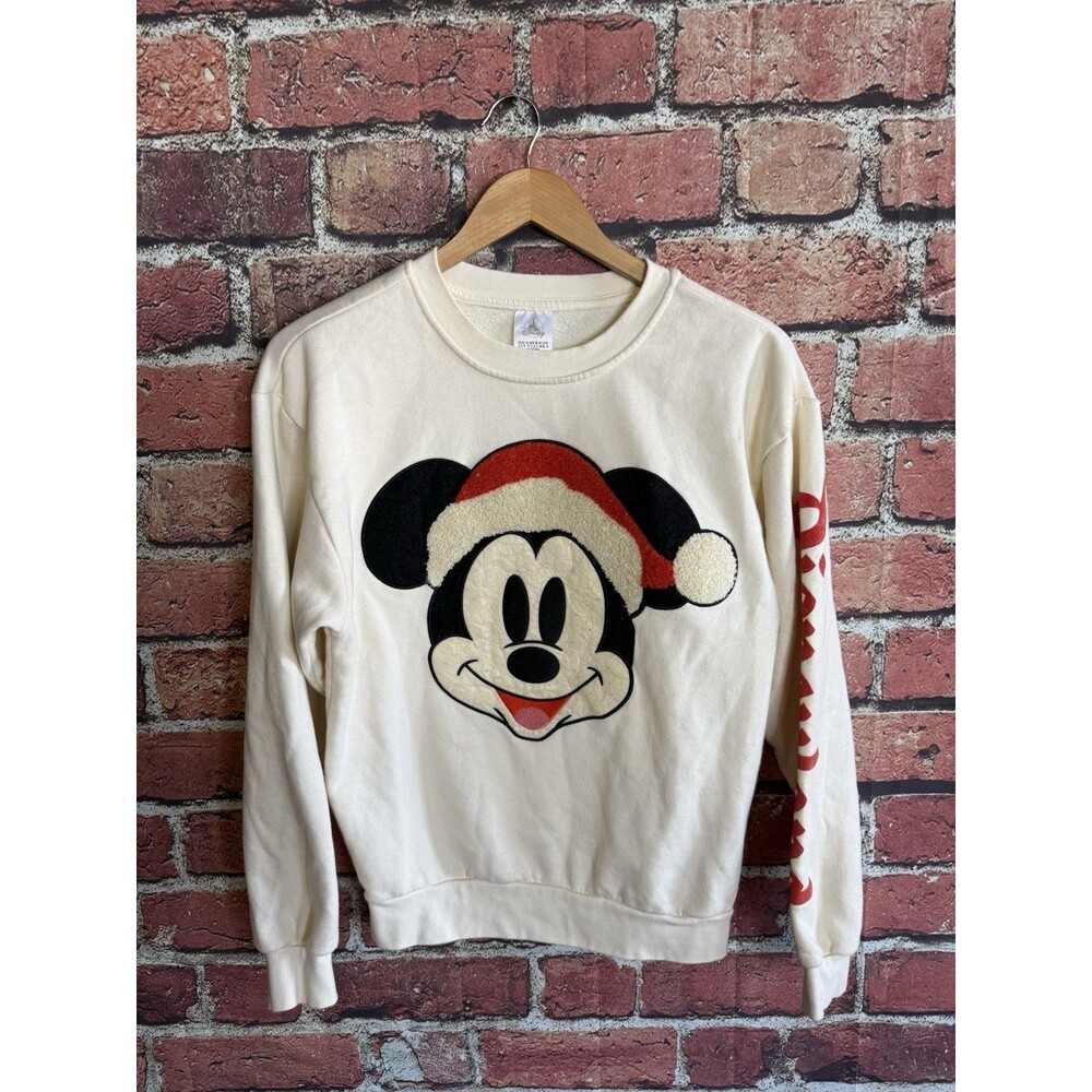 Disney Parks Mickey Mouse Santa Christmas Disneyland Sweatshirt Mens SZ XS